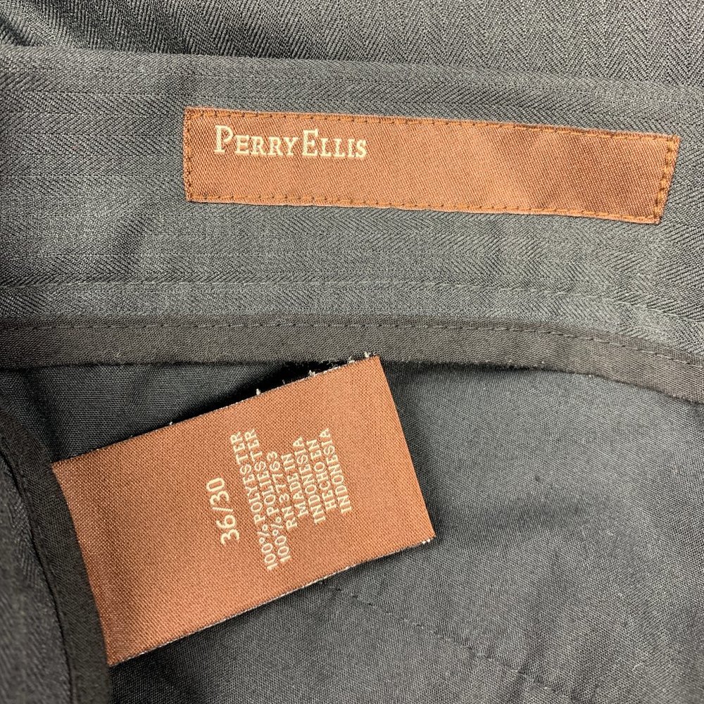 Perry Ellis 36 X 30 Gray Dress Pants Flat Front - Picture 4 of 5